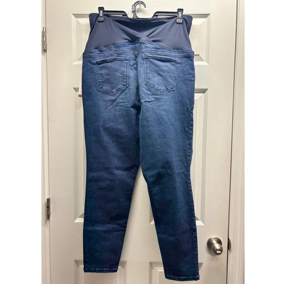 NWT Isabel Size 16 Maternity Skinny Crossover Panel Support Pull-On Blue Jeans - Picture 2 of 6